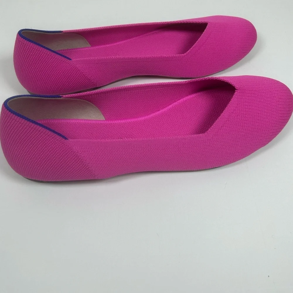 Rothy's Fuchsia Flats with Blue Trim Dragón Fruit - Picture 5 of 11